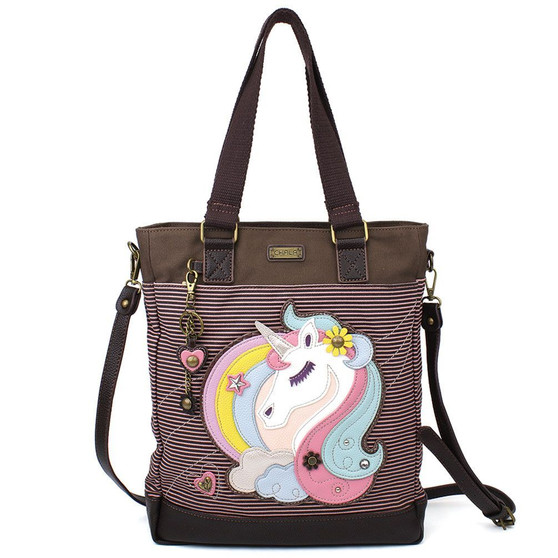 Unicorn - Work Tote -  Blue stripes - Canvas and Faux Leather