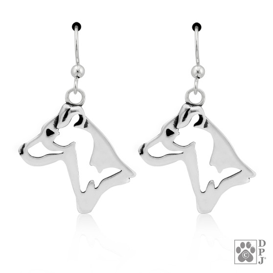Jack Russell Terrier, Smooth Coat Earrings - recycled .925 Sterling Silver