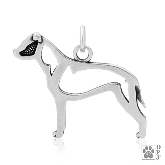 American Staffordshire Terrier Necklace, Body pendant - recycled .925 Sterling Silver