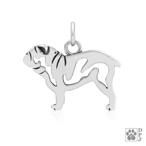 Bulldog Necklace, Body pendant - recycled .925 Sterling Silver
