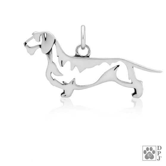 Dachshund Wirehaired Necklace, Body pendant  - recycled .925 Sterling Silver