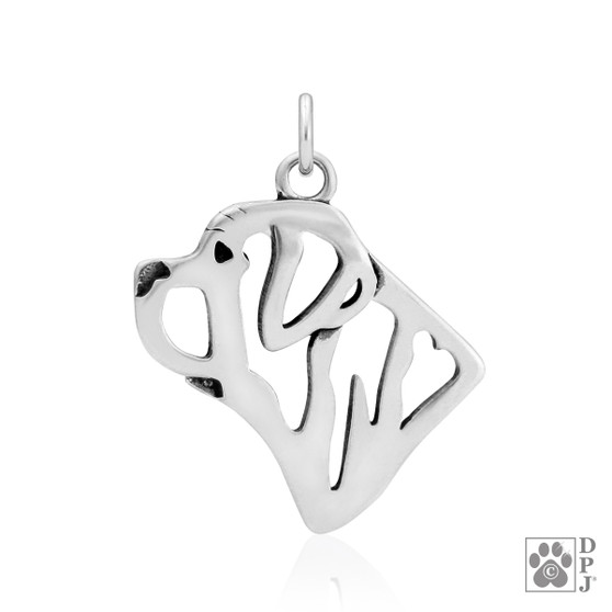 Mastiff Necklace, Head pendant  - recycled .925 Sterling Silver