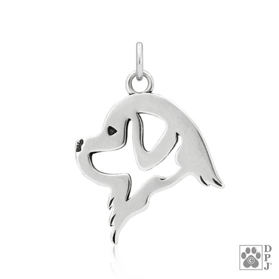 Newfoundland Necklace, Head pendant  - recycled .925 Sterling Silver
