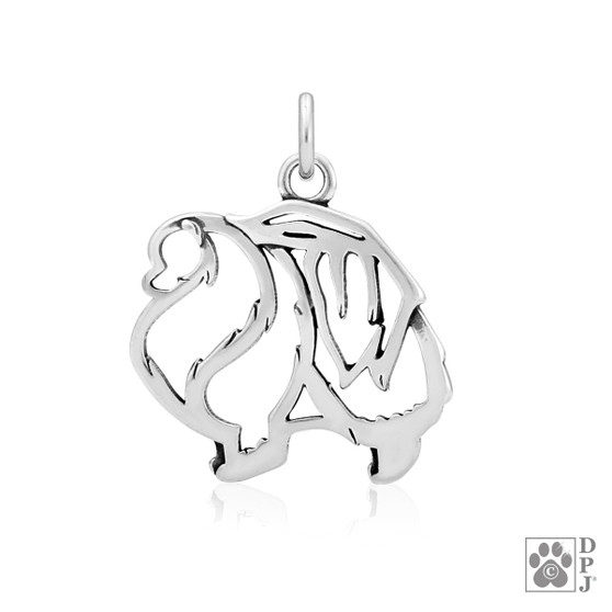 Pomeranian Necklace, Body pendant  - recycled .925 Sterling Silver