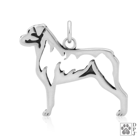 Rottweiler Necklace, Body pendant - recycled .925 Sterling Silver