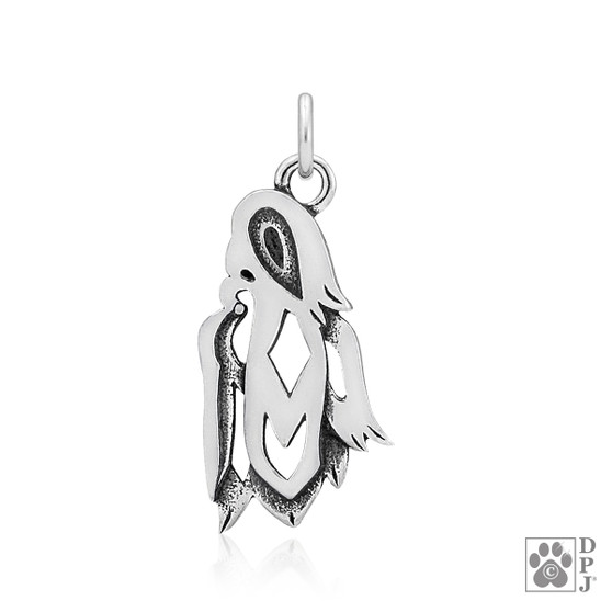 Shih Tzu, Show Cut Necklace, Head pendant  - recycled .925 Sterling Silver