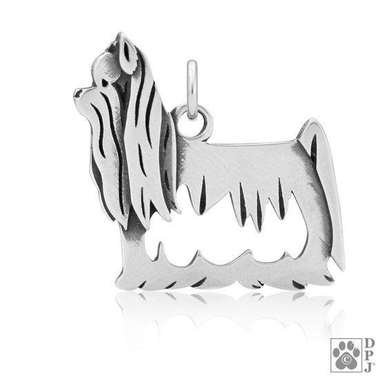 Yorkshire Terrier, Show Cut Necklace, Body pendant - recycled .925 Sterling Silver