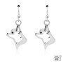 Chihuahua Earrings, Head pendants, Smooth Coat - recycled .925 Sterling Silver