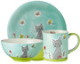 Cat in Flower Meadow - Tableware - hand-painted ceramics - ISO certified