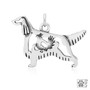 Irish Setter w/Grouse Necklace, Body pendant - recycled .925 Sterling Silver