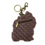 Western Highland Terrier Key Charm bag view showing faux leather pattern and closed zipper coin purse