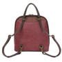 Convertible Backpack/Handbag - Paw print - Burgundy - Faux Leather