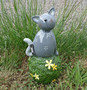 Garden Decor figure - Carlo cat grey - on grass ball - 34 cm