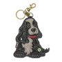 Key Ring/Bag Charm with coin purse - Black Cocker Spaniel - Faux Leather