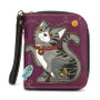 Grey Tabby Cat - Zip-Around Wallet - Purple - Faux Leather