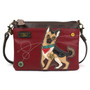 German Shepherd - Mini Cross Body Bag - Burgundy - Faux Leather