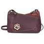 Paw Print - Criss Cross Body Bag - Plum - Faux Leather