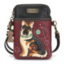 German Shepherd - Small Phone / XBody Bag - Maroon - Faux Leather