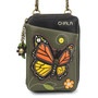 Monarch Butterfly Wallet XBody Bag - Olive- Faux Leather