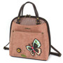 Convertible Backpack/Handbag - Butterfly - Dusty Rose - Faux Leather