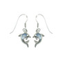 Dolphin Earrings - Blue Mother of Pearl - 2.5 cm drop - .925 Sterling Silver