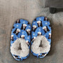 Border Collie Dog Plush Slippers - one size fits most  women - 5-11