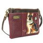 German Shepherd Dog - LaserCut Mini Cross Body Bag - Maroon - Faux Leather