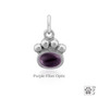 Mini Paw print with Faux Stone Purple Cats Eye - .925 Sterling Silver
