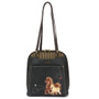 Convertible Backpack/Handbag - Horse Family - Black - Faux Leather