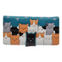 Cat Crowd Large Wallet - Teal - Faux Leather