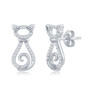 Cat Earstuds, Earrings, with Cubic Zirconia -  .925 Sterling Silver