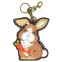 Key Ring/Bag Charm with coin purse - Bunny with Carrot - Faux Leather