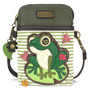 Lily Frog - Small Phone / XBody Bag - Green Stripe - Faux Leather