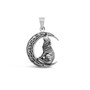 Wolf and Moon Sterling Silver pendant -  925 Silver