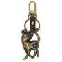 Slim Cat - Gemini Key Ring/Bag Charm - Bronze/Faux Leather