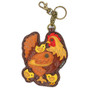Key Ring/Bag Charm with coin purse - Hen with Chicks - Faux Leather