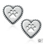 Roped into your Love - Paw Heart Ear Studs - Earrings - recycled .925 Sterling Silver