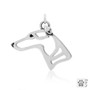 Whippet Necklace, Large Head pendant- recycled .925 Sterling Silver