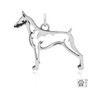 Doberman Pinscher Necklace, Body pendant, Cropped Ears - recycled .925 Sterling Silver