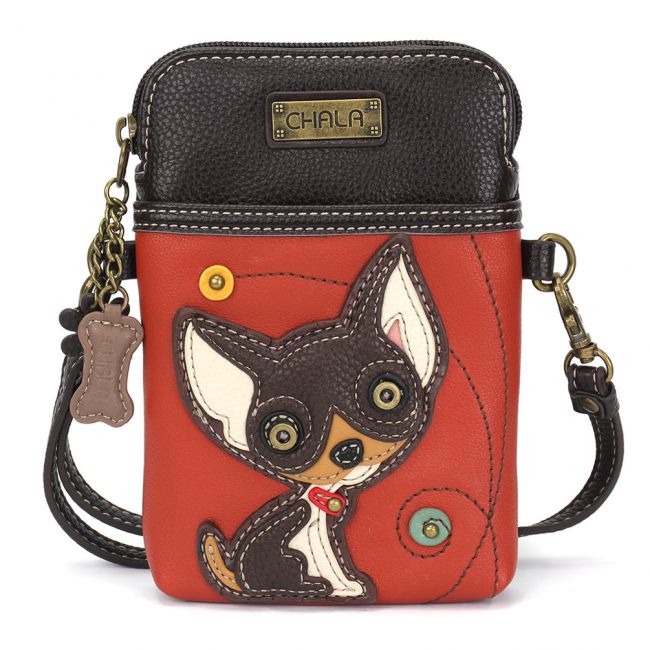 Small Phone Xbody Bag, Chihuahua Dog Handbag, Orange Animales online