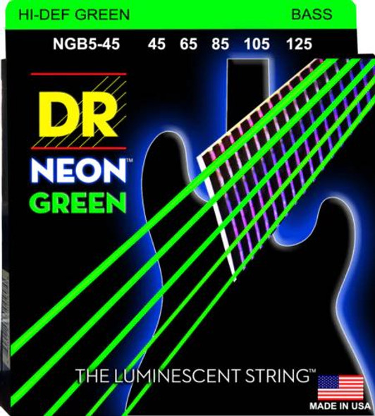 DR Strings HI-DEF NEON Green 4-String Bass Strings 45-105 Medium NGB-45