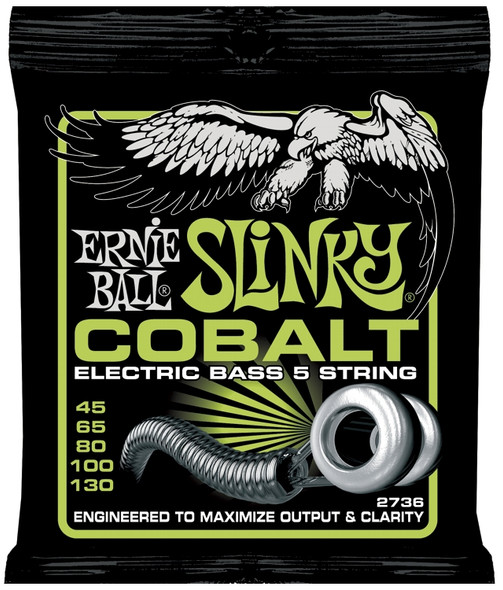 Ernie Ball Slinky Cobalt 5-String Bass Strings 45-130 Medium-Light 2736