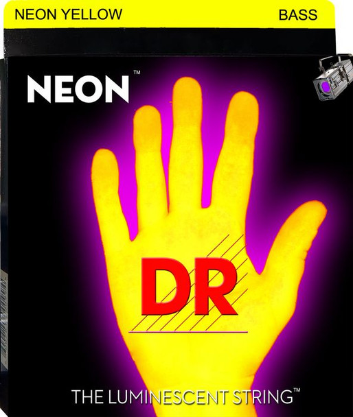 DR Strings HI-DEF NEON Yellow 6-String Bass Strings 30-125 Medium NYB-60