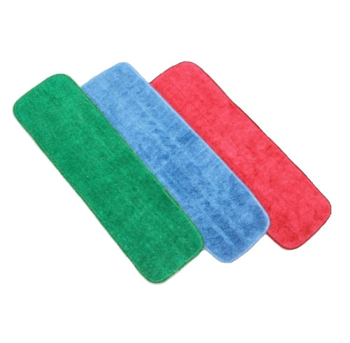 Flat Mop Microfiber Damp Pad, Velcro Blue 18"