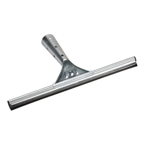 Carlisle 12-inch window squeegee with black rubber blade and zinc-plated steel handle.