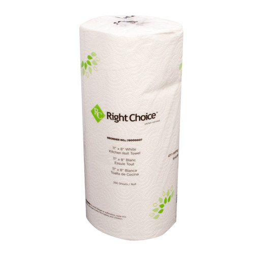 Right Choice® White 2-Ply Kitchen Roll Towel, 11 x 8 in., individual paper towel roll