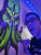 Handmade wooden Cthulhu wall art with glossy purple and green finish, inspired by H.P. Lovecraft – 25x18 inch indoor sign