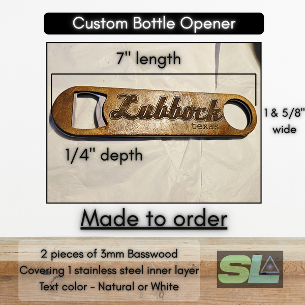 Personalized rustic beer bottle openers with a flat design, ideal for groomsmen gifts, home bars, or holiday presents.