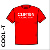 Red Cool-T, moisture wicking with printed chest badge