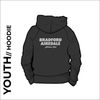 youth black hooded top back image with club badge across shoulders